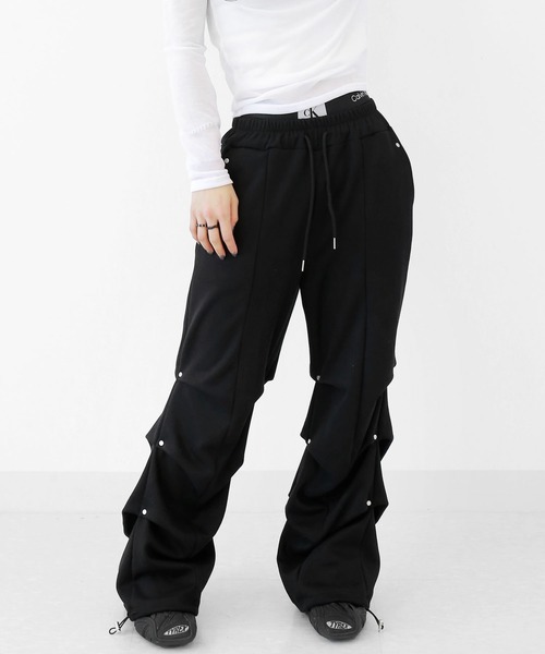 minsobi スウェットパンツ ジャージ リベットスリータックワイド