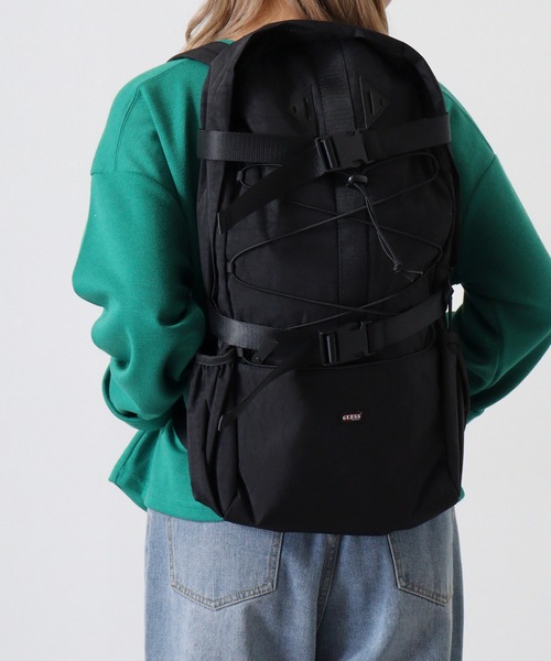 【古着】美品 ナイロンバックパック リュック GUESS カーキ/黒/ブラック GUESS デイバック リュック GO LOGO NYLON BACKPACK バック