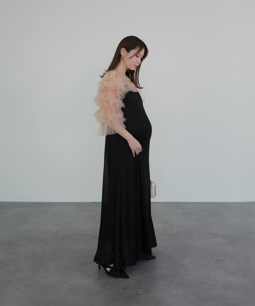LEJA ティアードフリルチュールボレロワンピースドレス結婚式パーティー S Leja ドレス 「LEJA」ティアードフリルチュールボレロワンピース