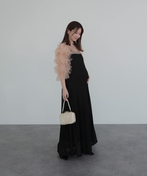 LEJA ティアードフリルチュールボレロワンピースドレス結婚式パーティー S Leja ドレス 「LEJA」ティアードフリルチュールボレロワンピース