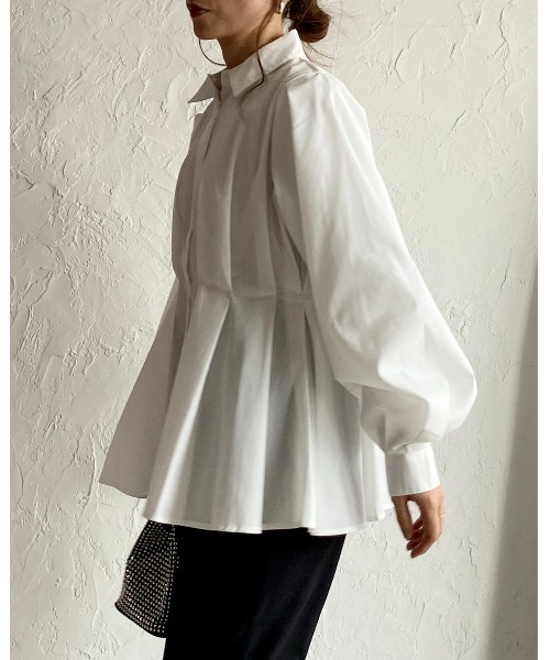 ブラウス シャツ Eブロードペプラムタックフレアブラウス レディース STYLEBLOCK ブラウス シャツ Eブロードペプラムタックフレア