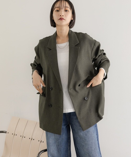 ホップサックダブルジャケット　グリーン　ローリーズファーム LOWRYS FARM｜ホップサックダブルジャケット | Rakuten Fashion