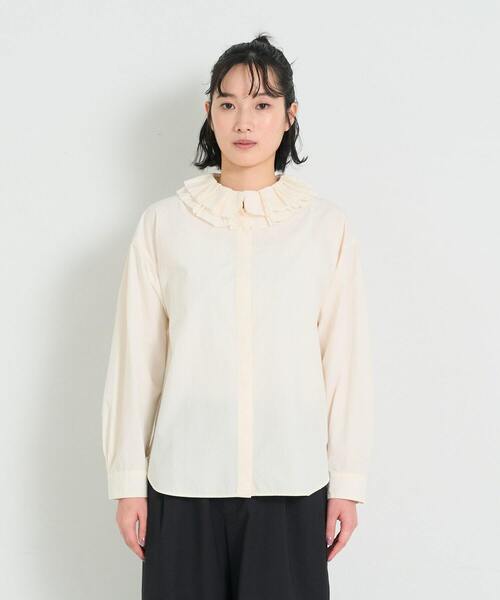 【定価1.8万】コンジェペイエアデュートリステス *ボリュームスリーブブラウス*長袖リネン麻ベージュ薄手(4-2506-56)【02G52】【22G52】 コンジェペイエアデュートリステス ボリュームスリーブブラウス