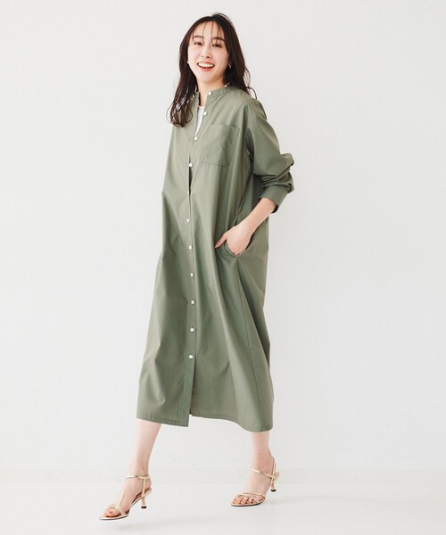 新品タグ アンタイトル 定価3万3千 バンドカラー シャツワンピース インナー付 UNTITLED（アンタイトル） ワンピース バンドカラーシャツワンピース