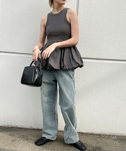 Sacre サクレ カップ付きタンクトップ M ブラック モカグレー 2枚セット Sacre サクレ カップ付きタンクトップ M ブラック モカグレー 2枚