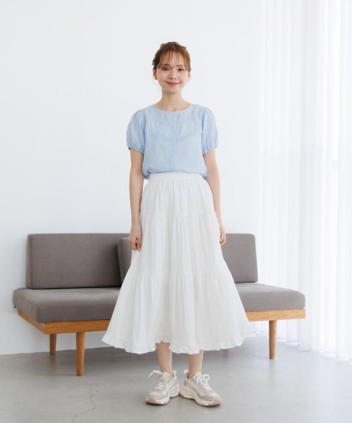 Blumarine 青花柄フリルスカート 約55cm Blumarine 青花柄フリル