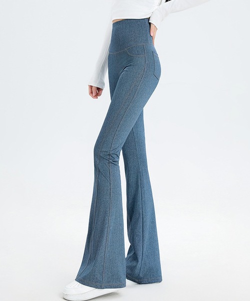 Aritzia 未使用 正規品 美脚 ハイウエスト フレアレギンス ブラック S Lace Ladies（レースレディース） レギンス スパッツ デニム風 ハイ