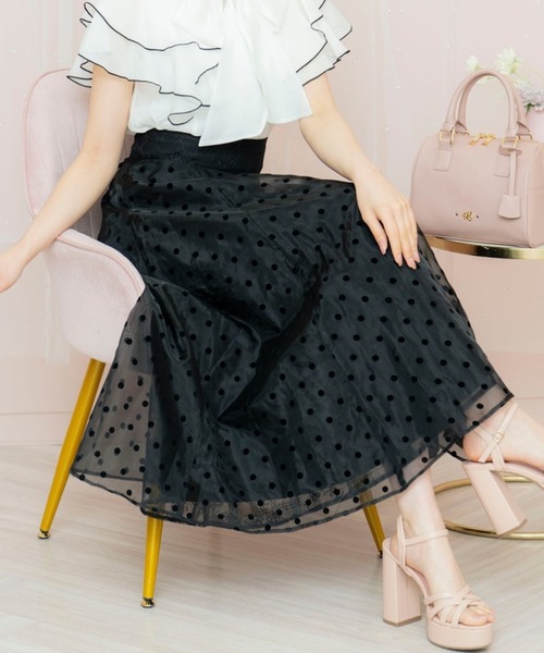 WILLSELECTION ロングスカート ドット WILLSELECTION（ウィルセレクション） ロング スカート ドット×レース