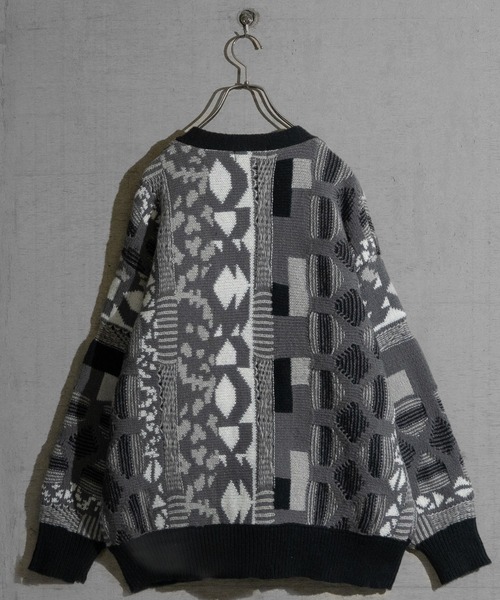 「Naive magic」 ニットカーディガン LARGE グレー メンズ_画像3