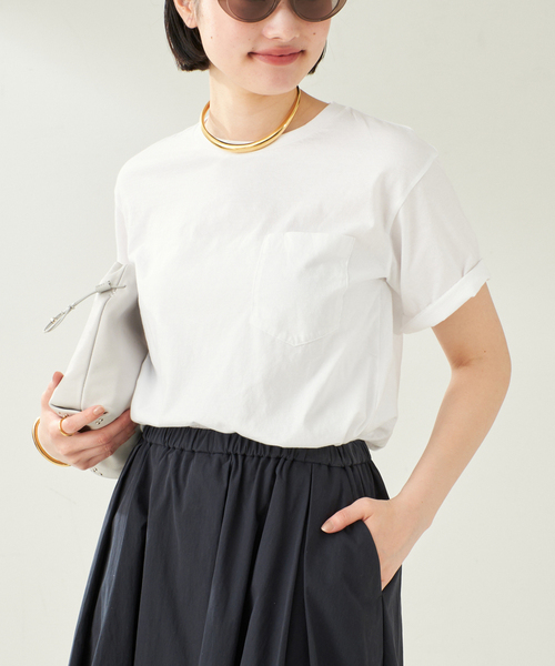 plage 新作　petite Tシャツ　ホワイト新品未使用 plage tシャツ POCKET Tシャツ レディース : ZOZOTOWN Yahoo!店