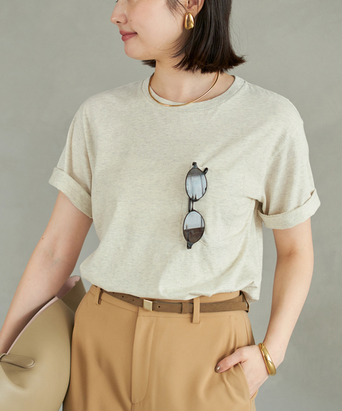 GALLE Paris 売れ筋商品|||ガレパリ Tシャツ トップス レディース Tops Beige plage tシャツ POCKET Tシャツ レディース : ZOZOTOWN Yahoo!店