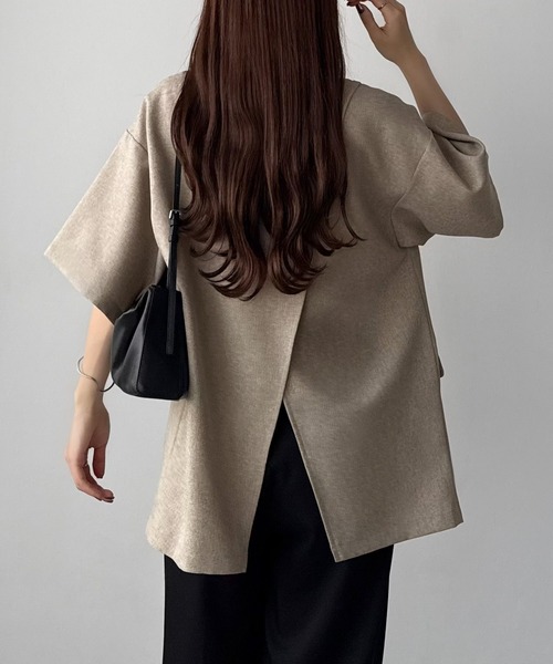 callautia リネンライクバックスリットオーバーサイズシャツジャケット callautia（カラウティア）の「リネンライクバックスリット