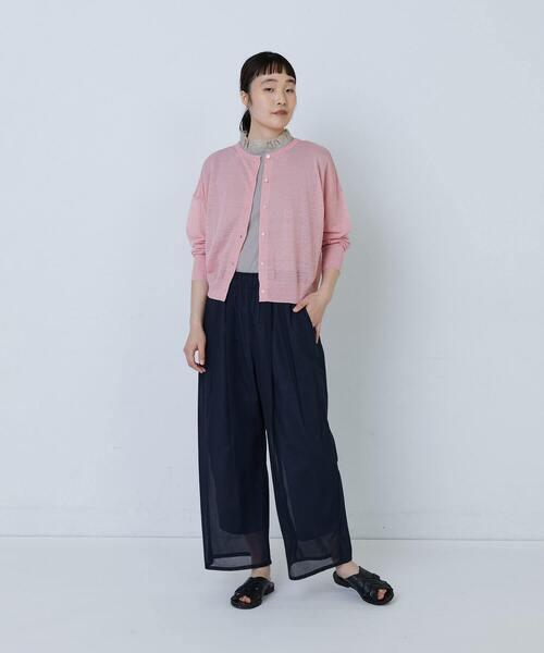 tシャツ コットンハイゲージ天竺フリルカラーノースリーブ レディース LOISIR tシャツ コットンハイゲージ天竺フリルカラー