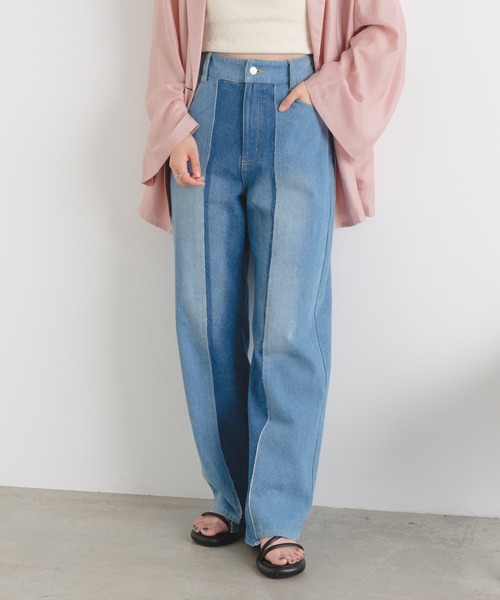 [Kastane] обработка Denim брюки 1 голубой женский 