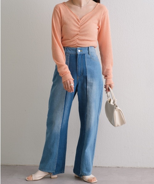 [Kastane] обработка Denim брюки 1 голубой женский 