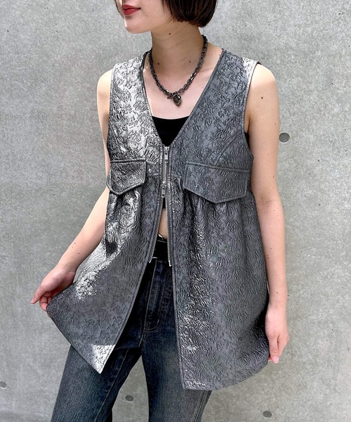 お取り置き　２点　lija ロングスリーブ　ベスト PAGEBOY（ページボーイ） ベスト ジレ 「WEB限定」DAILY ZIPロング