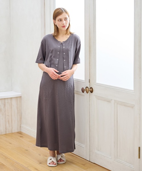 上品♡上半身ゴム仕様♡マタニティ　妊婦・褥婦さんにも♡ ロングワンピース Rosemadame（ローズマダム） マタニティ 「セット」サテンキャミ