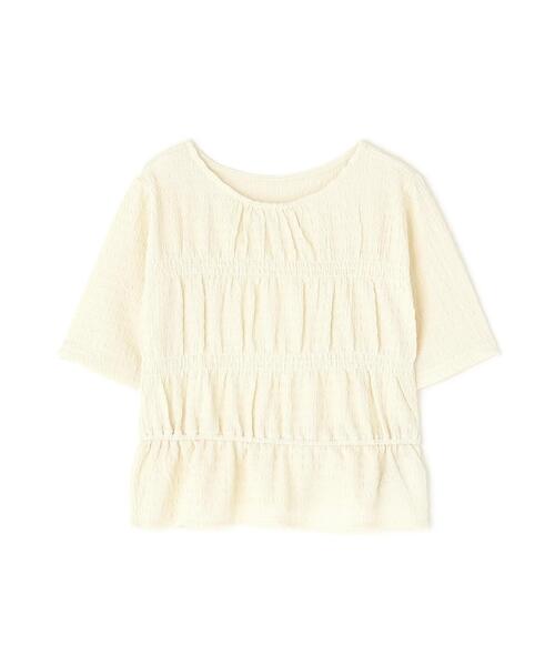 tシャツ シャーリングペプラムカットソー半袖 レディース index tシャツ シャーリングペプラムトップス「洗濯機洗い可