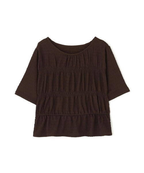 tシャツ シャーリングペプラムカットソー半袖 レディース NATURAL BEAUTY BASIC tシャツ シャーリングペプラムカットソー