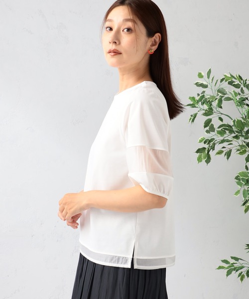 GALLORIA（ギャローリア） tシャツ 汗ジミ軽減 袖シアーランタンプル