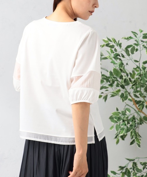 GALLORIA（ギャローリア） tシャツ 汗ジミ軽減 袖シアーランタンプル