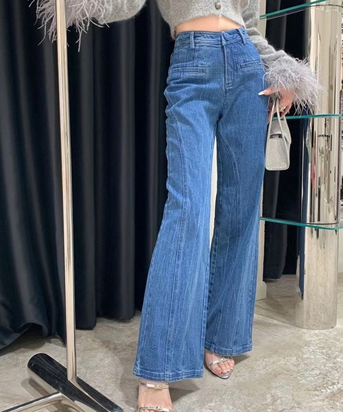 ジーンズ デニム デニムパンツ バックリボンデニムパンツ