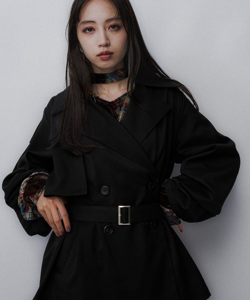 HARE トレンチコート ブラック S 美品 HARE トレンチコート コート レースキリカエトレンチコート(HARE