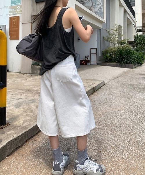ワイドパンツ ハーフパンツ ジーンズ デニム デニムパンツ 短パン 