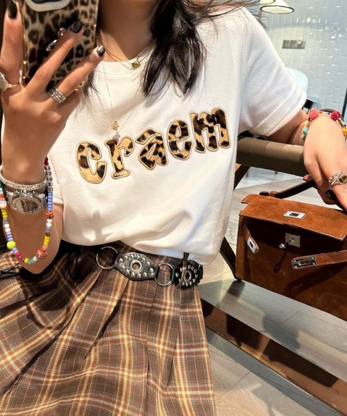 FUNdaysion tシャツ 半袖 ヒョウ柄刺繍オーバーサイズ半袖Tシャツ