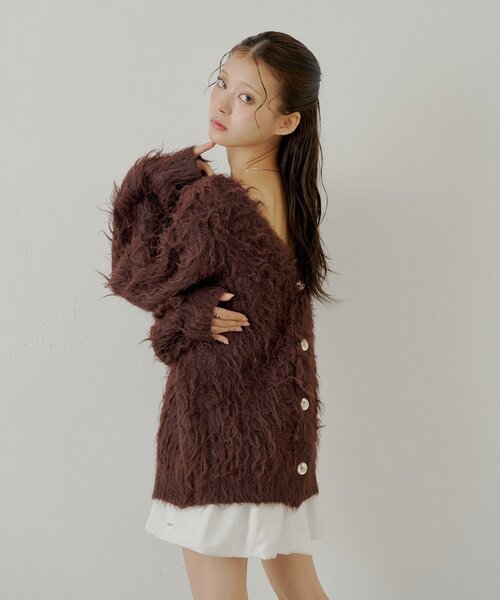 Chico（チコ） カーディガン 金釦シャギールーズカーディガン