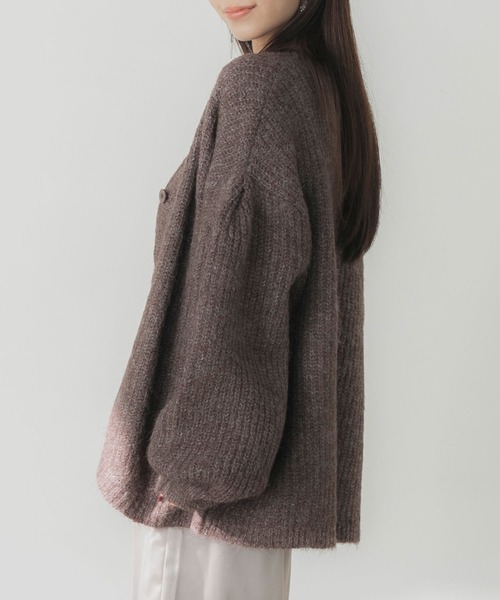 Elishe カーディガン ヘアリーニットカーディガン レディース