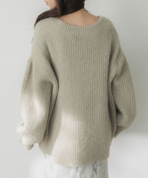 Elishe カーディガン ヘアリーニットカーディガン レディース