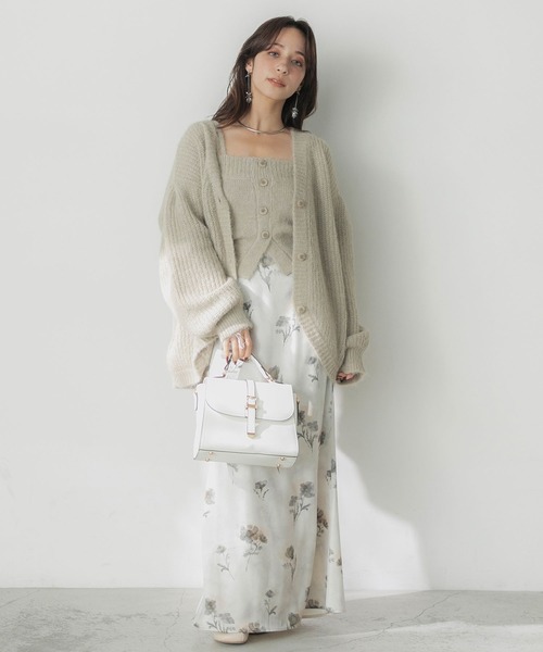 Elishe カーディガン ヘアリーニットカーディガン レディース