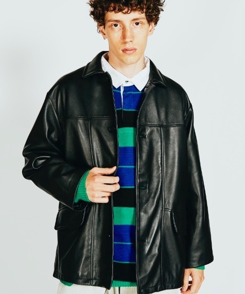 ブルゾン アウター TOWNCRAFT タウンクラフト / LEATHER CAR COAT メンズ レディースの画像