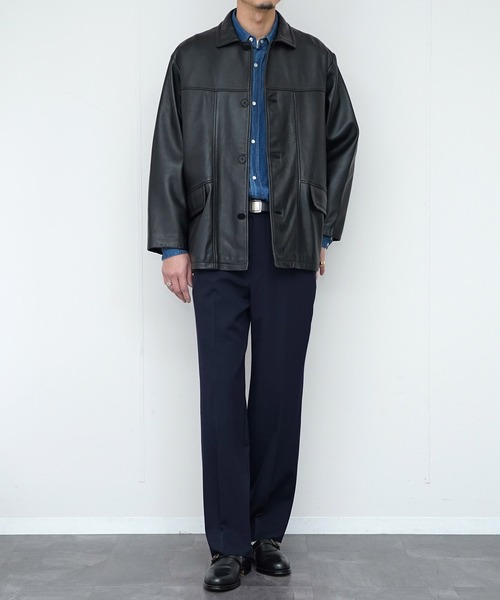 ブルゾン アウター TOWNCRAFT タウンクラフト / LEATHER CAR COAT メンズ レディースの画像