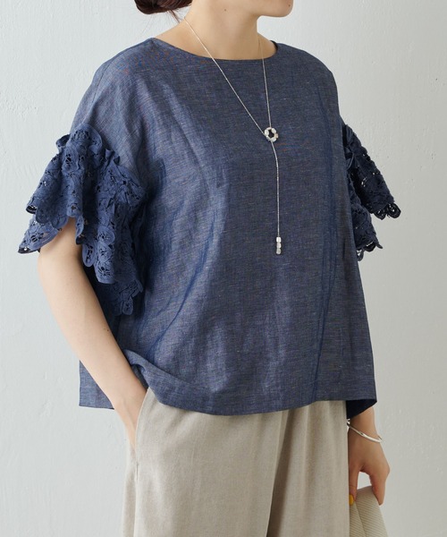 BEARDSLEY（ビアズリー） 7分袖ブラウス FREE ネイビー レディース
