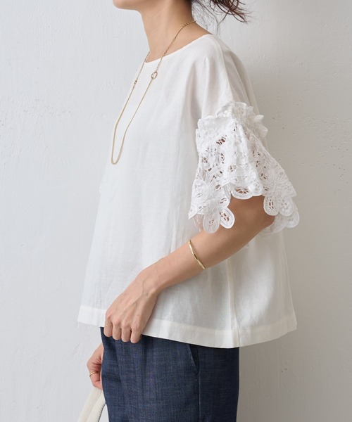 「BEARDSLEY」 7分袖ブラウス FREE ネイビー レディース_画像4