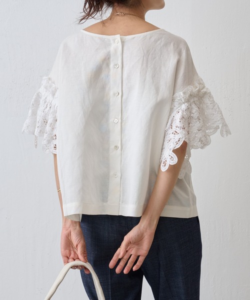「BEARDSLEY」 7分袖ブラウス FREE ネイビー レディース_画像5