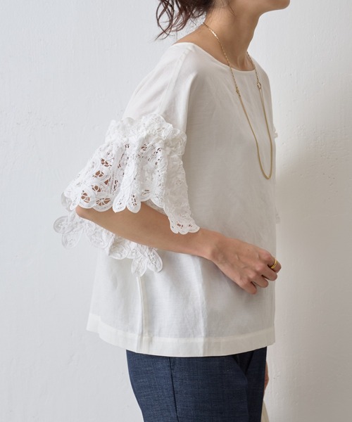「BEARDSLEY」 7分袖ブラウス FREE ネイビー レディース_画像7