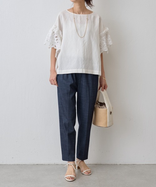 「BEARDSLEY」 7分袖ブラウス FREE ネイビー レディース_画像10