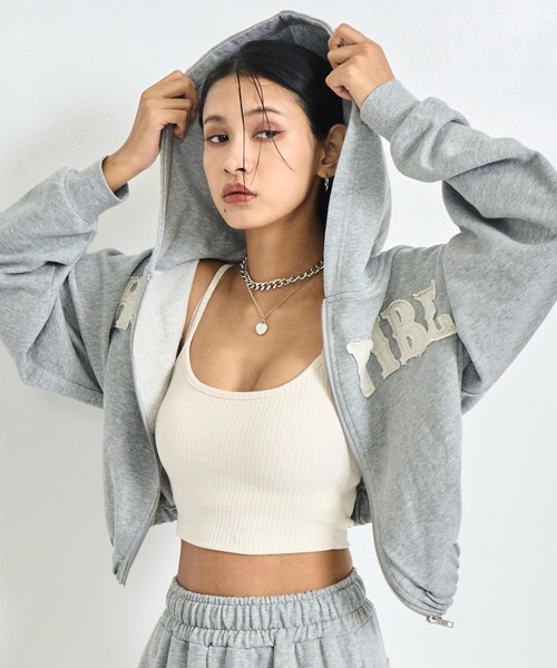 ANAP（アナップ） パーカー ワッペン ロゴ 裏毛 スウェット ジップ