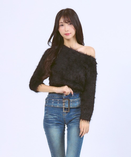 CeLess ニット セーター One-shoulder Shaggy Knit / ワンショルダー