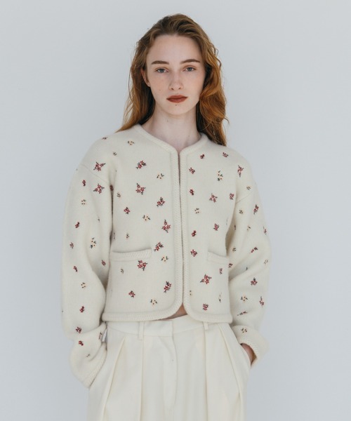 CREDONA（クレドナ） カーディガン FLOWER EMBROIDERY KNIT JACKET