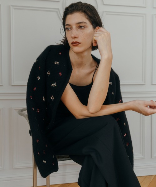 CREDONA カーディガン FLOWER EMBROIDERY KNIT JACKET/フラワーエン