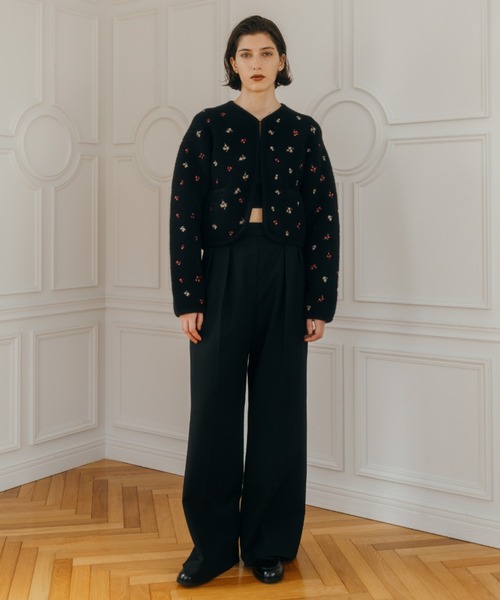 CREDONA（クレドナ） カーディガン FLOWER EMBROIDERY KNIT JACKET