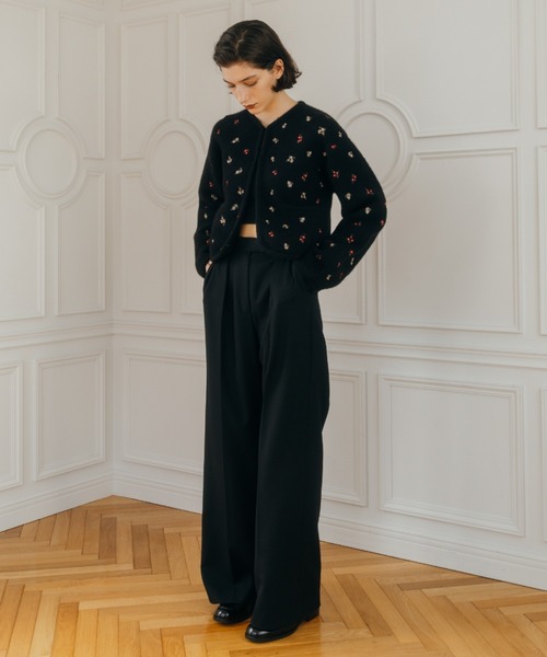 CREDONA（クレドナ） カーディガン FLOWER EMBROIDERY KNIT JACKET