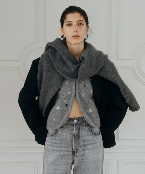 CREDONA（クレドナ） カーディガン FLOWER EMBROIDERY KNIT JACKET