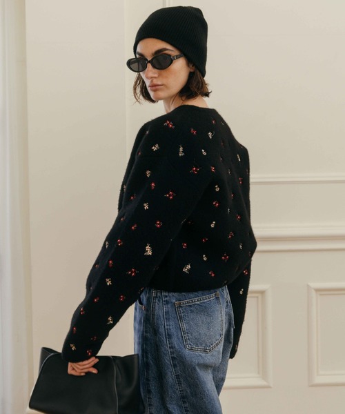 CREDONA（クレドナ） カーディガン FLOWER EMBROIDERY KNIT JACKET