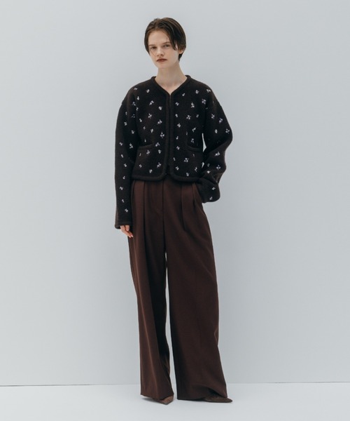 CREDONA（クレドナ） カーディガン FLOWER EMBROIDERY KNIT JACKET