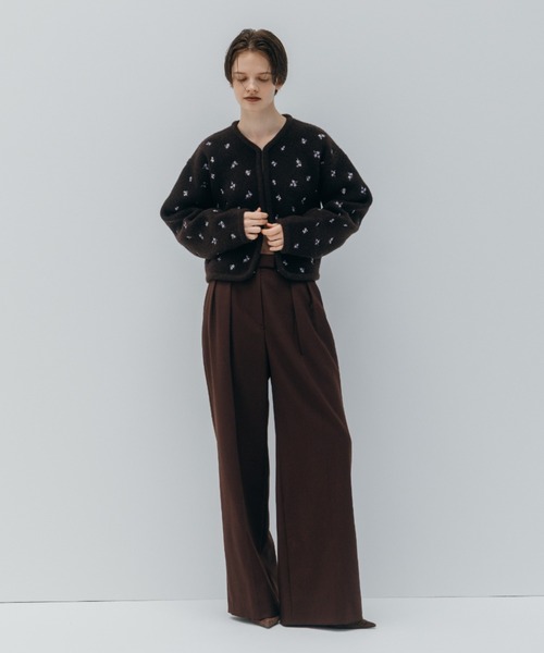CREDONA（クレドナ） カーディガン FLOWER EMBROIDERY KNIT JACKET